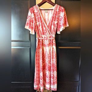 Flying Tomato Midi faux wrap dress SzM